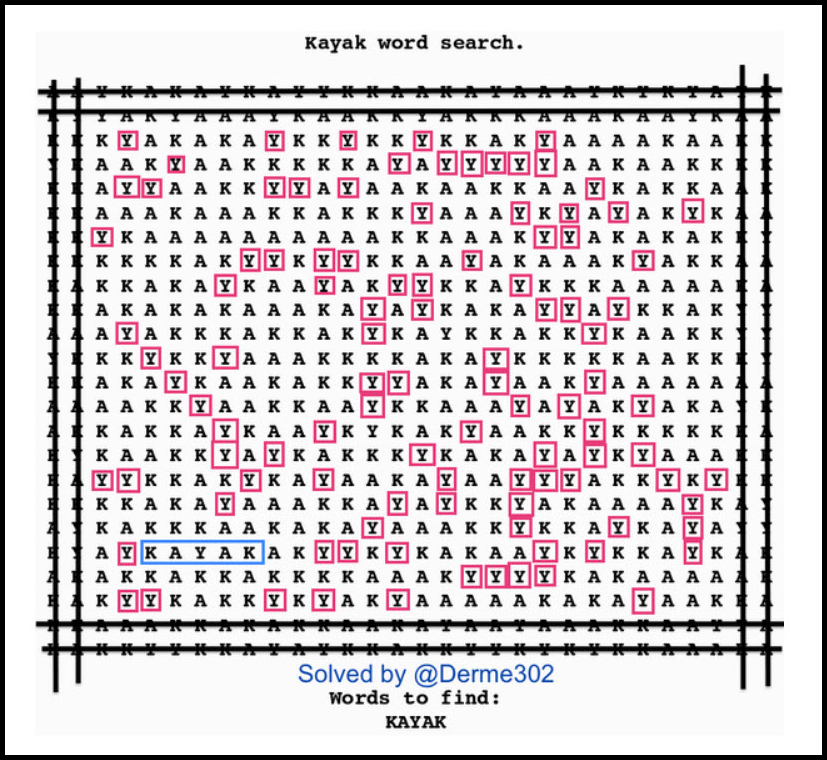 kayak word search answer